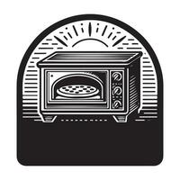 Vintage ▾ mano disegnato illustrazione logo di tradizionale pietra Pizza forno vettore