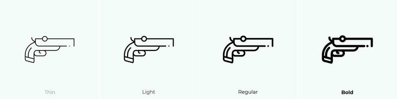 pistola icona. sottile, luce, regolare e grassetto stile design isolato su bianca sfondo vettore