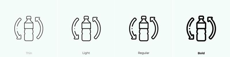 plastica bottiglia icona. sottile, luce, regolare e grassetto stile design isolato su bianca sfondo vettore