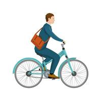 semplice cartone animato di uomo d'affari equitazione un' bicicletta vettore