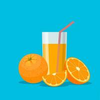arancia succo nel un' bicchiere. vitamine per Salute vettore