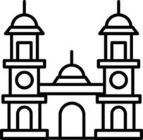 Doppio orologio Torre schema vettore illustrazione icona