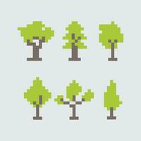 pixel alberi impostato di alberi pixel arte illustrazione vettore