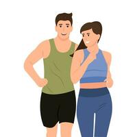 coppia nel abbigliamento sportivo jogging.sport attività, salutare stile di vita. piatto vettore cartone animato illustrazione