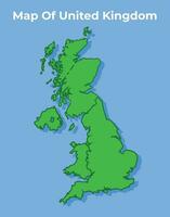 dettagliato carta geografica di Gran Bretagna nazione nel verde vettore illustrazione
