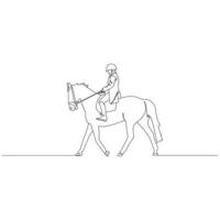 cavallo ciclista nel continuo linea arte disegno. cavallo logo. nero e bianca vettore illustrazione