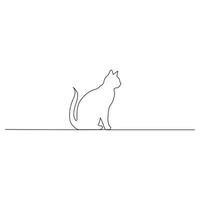 continuo uno linea disegno gatto. gattino gatto singolo linea arte vettore illustrazione