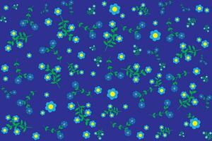 illustrazione di il blu fiore con le foglie su in profondità blu sfondo. vettore