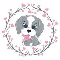 simpatico cagnolino con lettera. buon San Valentino clipart. vettore