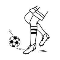 calcio giocatore scarabocchio vettore isolato su bianca. piedi di calcio giocatore con palla