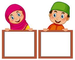Bambini musulmani e tavola vuota vettore