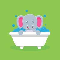 simpatico elefante che fa il bagno personaggio dei cartoni animati vettore