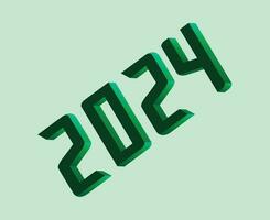 contento nuovo anno 2024 astratto verde grafico design vettore logo simbolo illustrazione
