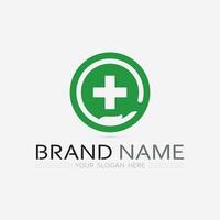 ospedale e Salute cura logo design vettore attraversare logo design grafico