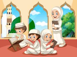 Gruppo di bambini musulmani alla moschea vettore