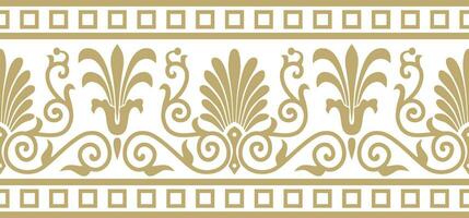 vettore d'oro senza soluzione di continuità classico greco ornamento. infinito europeo modello. confine, telaio antico Grecia, romano impero