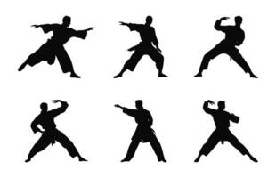 tai chi posa silhouette vettore impostare, tai chi se stesso difesa sagome clipart