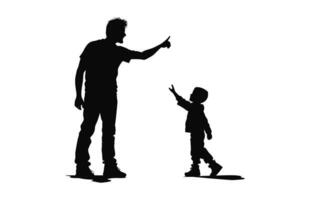 un' silhouette di papà con figlio nero vettore isolato su un' bianca sfondo