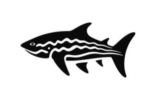 un' squalo silhouette nero vettore gratuito