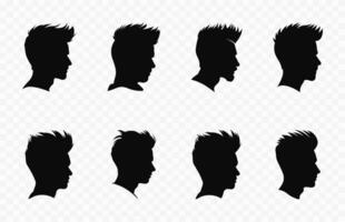 vario maschio taglio di capelli vettore nero silhouette collezione