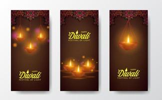 diwali festival of light modello di storie sui social media vettore