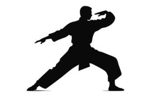 un' tai chi posa nero silhouette vettore