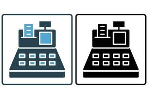 denaro contante Registrati icona. icona relazionato per Al dettaglio e finanziario transazioni. solido icona stile. elemento illustrazione vettore