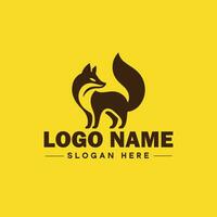 Volpe animale logo e icona pulito piatto moderno minimalista attività commerciale e lusso marca logo design modificabile vettore