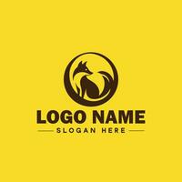 Volpe animale logo e icona pulito piatto moderno minimalista attività commerciale e lusso marca logo design modificabile vettore