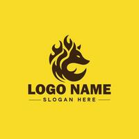 Volpe animale logo e icona pulito piatto moderno minimalista attività commerciale e lusso marca logo design modificabile vettore