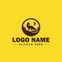 Volpe animale logo e icona pulito piatto moderno minimalista attività commerciale e lusso marca logo design modificabile vettore