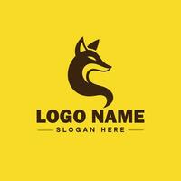 Volpe animale logo e icona pulito piatto moderno minimalista attività commerciale e lusso marca logo design modificabile vettore