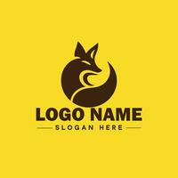 Volpe animale logo e icona pulito piatto moderno minimalista attività commerciale e lusso marca logo design modificabile vettore