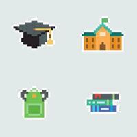 pixel scuola icone impostato vettore