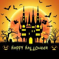 Halloween illustrazione con tomba e pipistrelli vettore