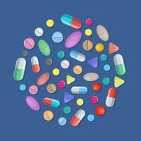 diverso colorato medico pillole capsule vettore