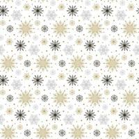 senza cuciture con fiocchi di neve oro, neri e grigi isolati su sfondo bianco. disegno di natale. potrebbe essere utilizzato per carta da regalo, stampe, tessuti, tessuti, web design vettore