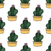 senza soluzione di continuità modello con cactus scarabocchio per decorativo Stampa, involucro carta, saluto carte e tessuto vettore