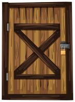 Porta in legno con un lucchetto vettore