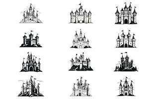castello logo icona vettore illustrazione