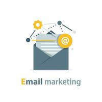 e-mail e messaggistica, e-mail marketing campagna, piatto design icona vettore illustrazione