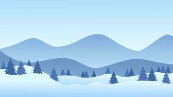 semplice inverno paesaggio vettore illustrazione. neve colline, montagne, e pino foreste sfondo, inverno a tema neve sfondo