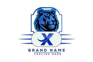 X tigre logo blu design. vettore logo design per attività commerciale.