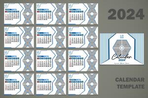 vettore scrivania calendario 2024 astratto blu leggero colore modello
