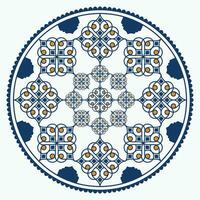 islamico ornamentale cerchio mandala con d'oro e blu colore arabesco ornamentale lusso mandala vettore