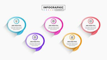 vettore presentazione discorso bolla Infografica design modello con 5 passaggi o opzioni