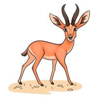 carattere animale gazzella divertente in stile cartone animato. illustrazione per bambini. vettore