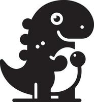 minimo divertente cartone animato dinosauro vettore silhouette, silhouette, nero colore, bianca sfondo 9