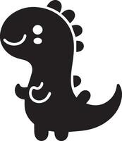 minimo divertente cartone animato dinosauro vettore silhouette, silhouette, nero colore, bianca sfondo 4