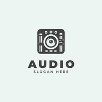 Audio logo disegno, nel monocromo, piatto stile, nero e bianca vettore